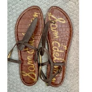 Sam Edelman Gigi Flat T-Strap Thong Sandal Brown Size 8 M